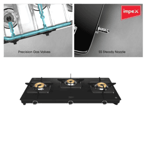 Impex Glasstop Glaze 3B Gas Stove | 3 Burner | Gas stove