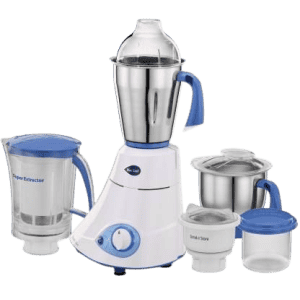 Preethi Blue Leaf Mixer Grinder | 750 W | 4 Jars | White and Blue | MG139