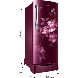 Samsung  Direct Cool Single Door Refrigerator |183 L | 4 Star | Himalayan Poppy Red | RR20C1824HN/HL