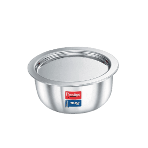 Prestige Tri ply Stainless Steel Induction Base Tope with Lid | 22 cm | Silver