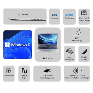 Acer Aspire Lite 11th Gen Intel Core i5-1155G7 | 8 GB RAM/512GB SSD/Intel Iris Xe Graphics, Win 11 Home | Full HD Display | Steel Gray