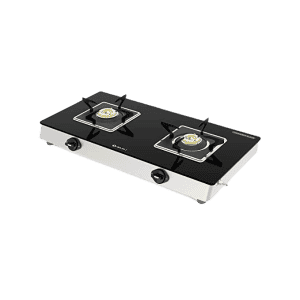 Bajaj Stainless Steel Glass Top Gas Stove | 2 Brass Burner | Black | 2BRGS7