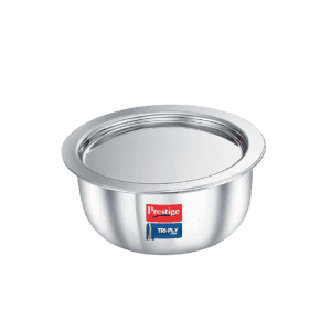 Prestige Tri ply Stainless Steel Induction Base Tope with Lid | 22 cm | Silver