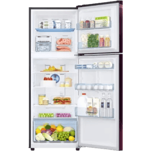SAMSUNG 301 L Frost Free Double Door 2 Star Convertible Refrigerator | RT34C45224R/HL | Rythmic Twirl Red |
