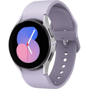 SAMSUNG Watch 5 40mmSuper AMOLED displayBluetooth calling & body composition tracking | Silver with purple strap
