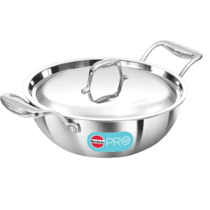 Hawkins Pro Deep-Fry Pan | Kadhai | Lid 2.5 L | Triply Induction Bottom |  Stainless Steel