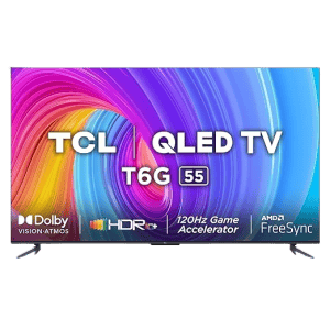 TCL 139 cm 55 inches  4K Ultra HD Smart QLED Google TV 55T6G  | Black |