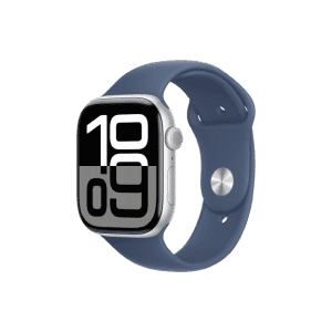 Apple Watch Series 10 | GPS | Cellular | 46mm | M/L |  Silver Aluminium Case With Sport Band | Denim Strap | MWY13HN/A