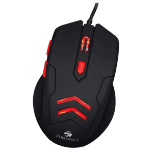 ZEBRONICS Feather Wired Optical Gaming Mouse USB 2.0 | Black