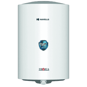 Havells Troica Vertical Storage Water Heater | 10 L | 4 Star | White & Grey