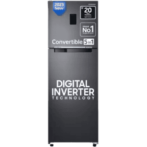 SAMSUNG 322 L Frost Free Double Door 2 Star Convertible Refrigerator | RT37C4522BX/HL | Luxe Black