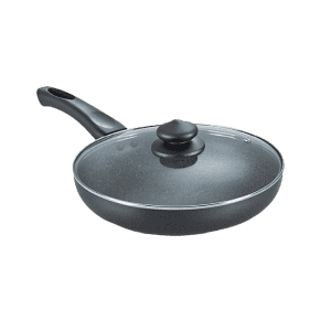 Prestige Aluminium Omega Deluxe Granite Fry Pan with Lid | 26 cm | Black