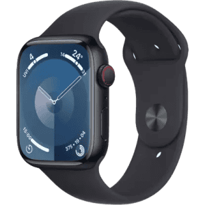Apple Watch Series 9 | GPS + Cellular 45mm Midnight Case & Midnight Sport Band | Midnight Strap