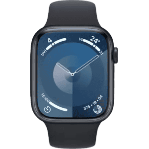 Apple Watch Series 9 | GPS + Cellular 45mm Midnight Case & Midnight Sport Band | Midnight Strap