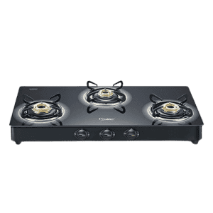 Prestige Royale Plus Toughened Black Glass Top Gas Stove | 3 Burners | 40513