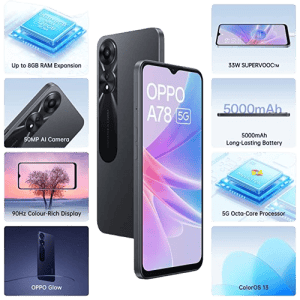Oppo A78 5G |  8 GB/128 GB | Glowing Black