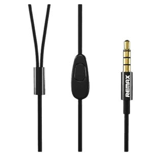Remax RM-303 3.5mm Plug Wired Earphones with Mic Pure Music in-Ear Headphones for Computer Mobile Phone | Black