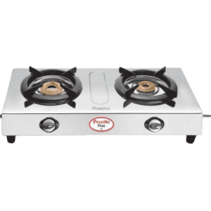 Preethi Blu Flame Fino Stainless Steel Manual Gas Stove | 2 Burners