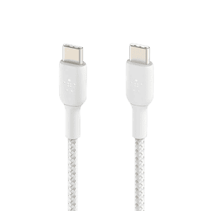 Belkin USB-C to USB-C Braided 3.3 Feet 1 Meter Fast charging Type C Cable | 60W | White