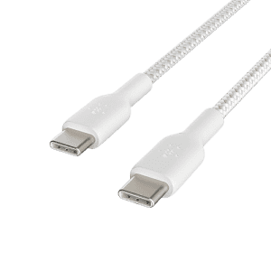 Belkin USB-C to USB-C Braided 3.3 Feet 1 Meter Fast charging Type C Cable | 60W | White