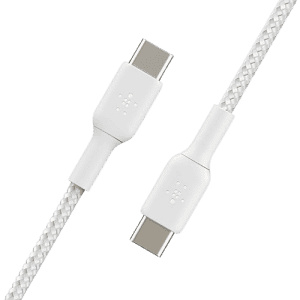 Belkin USB-C to USB-C Braided 3.3 Feet 1 Meter Fast charging Type C Cable | 60W | White
