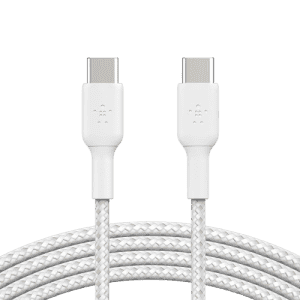 Belkin USB-C to USB-C Braided 3.3 Feet 1 Meter Fast charging Type C Cable | 60W | White