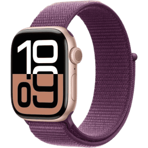Apple Watch Series 10 | GPS | 42mm | Rose Gold Aluminium with Plum Sport Loop | Plum Strap