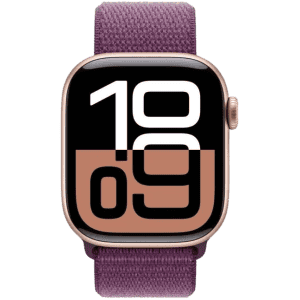 Apple Watch Series 10 | GPS | 42mm | Rose Gold Aluminium with Plum Sport Loop | Plum Strap