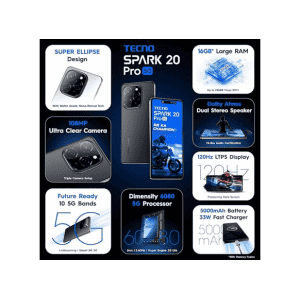 Tecno Spark 20 Pro 5G | 8 GB RAM | 128 GB | Startrail Black