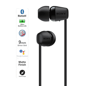 Sony Wireless In-Ear Headphones | WI-C200 | 15 Hours Battery Life | Black