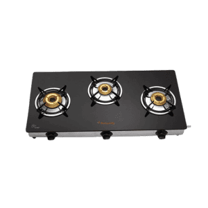 Butterfly Radiant Glass Top Gas Stove | 3 Burner | Black