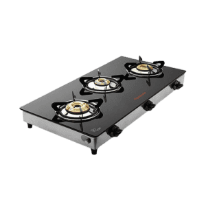 Butterfly Radiant Glass Top Gas Stove | 3 Burner | Black