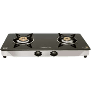 Nestron Glasstop Manual Gas Stove | 2 Burners | Black