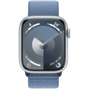 Apple Watch Series 9 | GPS 45mm Silver Aluminium Case with Winter Blue Sport Loop | Silver Strap