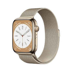 APPLE WATCH SERIES 8 45MM GOLD STAINLESS STEEL CASE GOLD STAINLESS STEEL MILANESE LOOP CEL