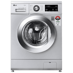 LG 8.0 Kg 5 Star Inverter Touch Control Fully-Automatic Front Load Washing Machine with Heater | FHM1408BDL | Silver