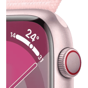 Apple Watch Series 9 | GPS 45mm Pink Aluminium Case with Light Pink Sport Loop  | Pink Strap