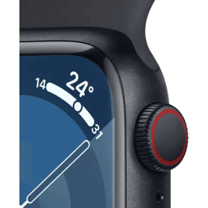 Apple Watch Series 9 | GPS + Cellular 41mm Midnight Case & Midnight Sport Band  | Midnight Strap