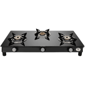 Preethi Bluflame Sparkle Power Duo Glass top Gas Stove | 3 Burner