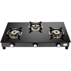 Preethi Bluflame Sparkle Power Duo Glass top Gas Stove | 3 Burner