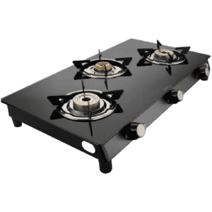 Preethi Bluflame Sparkle Power Duo Glass top Gas Stove | 3 Burner