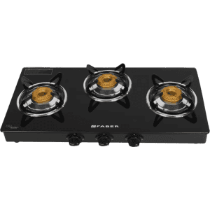 Faber Power 3BB BK Glass Manual Gas Stove | 3 Burners