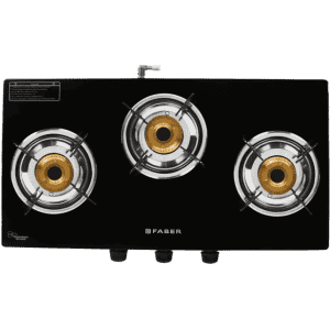Faber Power 3BB BK Glass Manual Gas Stove | 3 Burners