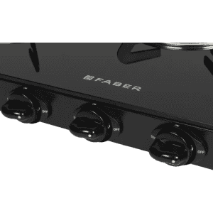 Faber Power 3BB BK Glass Manual Gas Stove | 3 Burners