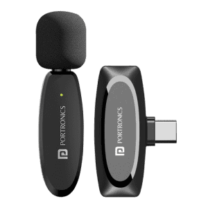 Portronics Dash 7 Omnidirectional Type C Wireless Microphone | Noise Cancellation | Lapel Wireless Mic for Video Recording | Supports Type C | Black | POR 2290