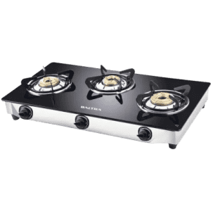 Baltra Glass Cooktop Nexa 3B Stainless Steel Manual Gas Stove | 3 Burners