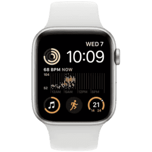 Apple Watch SE 2nd Gen | GPS | 44 mm | Heart Rate Monitor | Sleep Tracking | White Sport Band | MNK23HN/A
