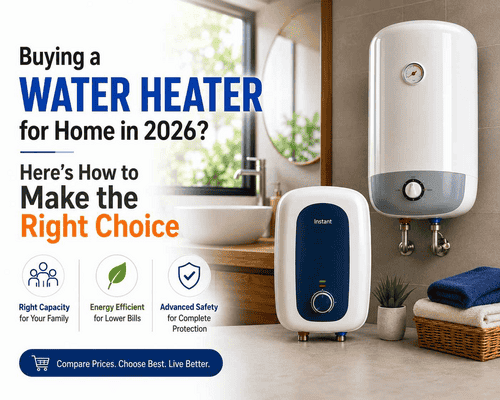Best water heater for home 2026 with instant and storage water heaters in a modern bathroom.